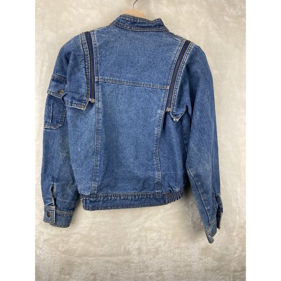 RARE Vintage 80s Young Lion Youth Denim Jean Jacket Vest Removable Arms Sz 12 - Picture 7 of 13